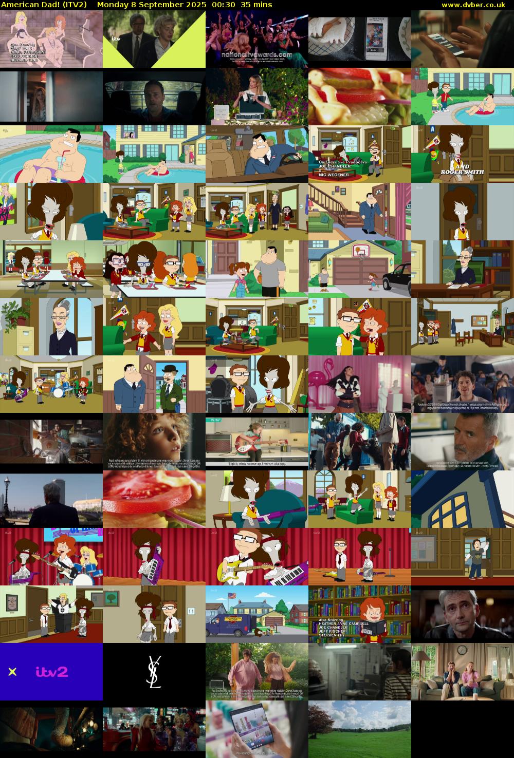 American Dad! (ITV2) Monday 8 September 2025 00:30 - 01:05