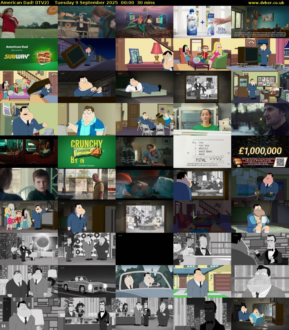 American Dad! (ITV2) Tuesday 9 September 2025 00:00 - 00:30