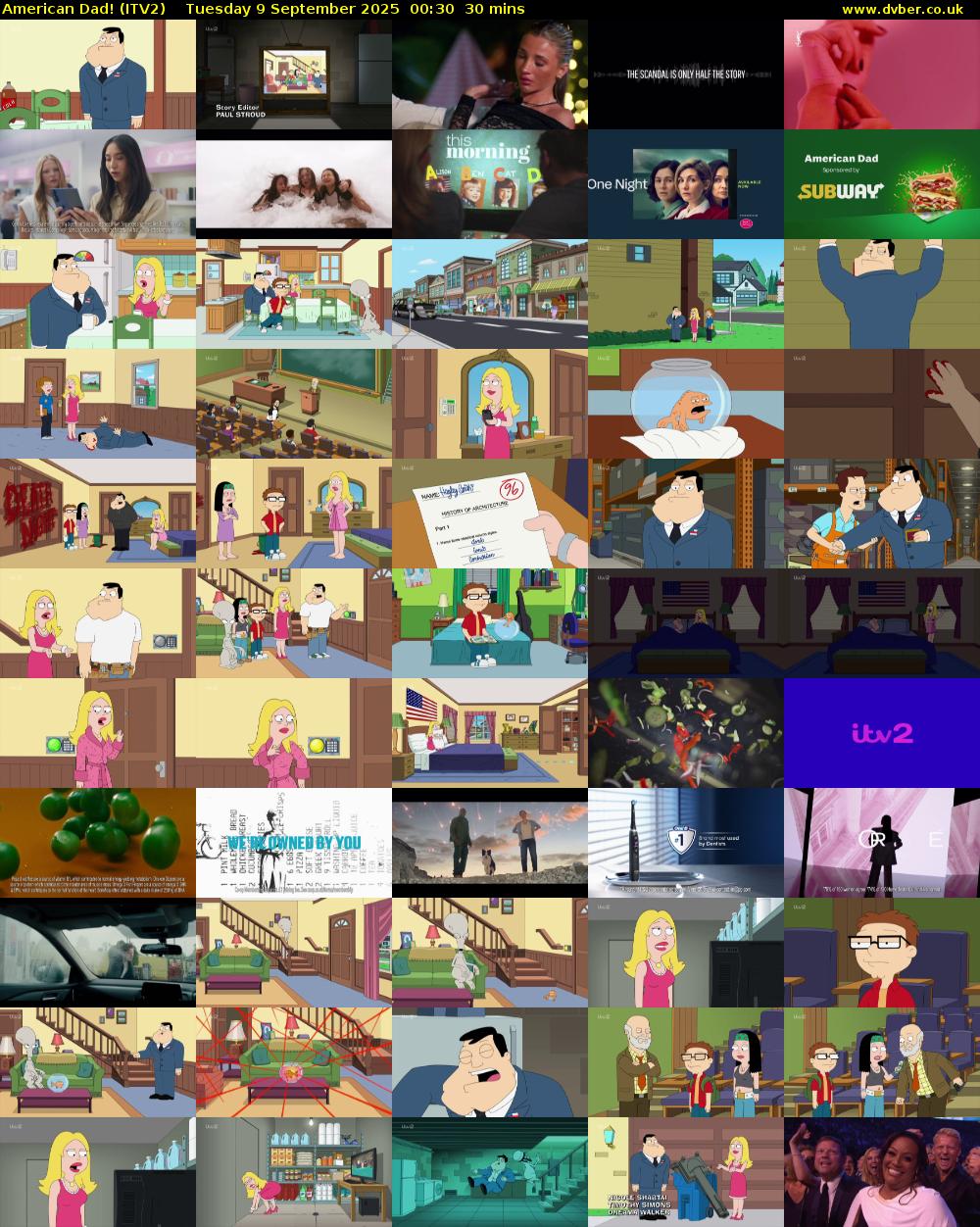 American Dad! (ITV2) Tuesday 9 September 2025 00:30 - 01:00