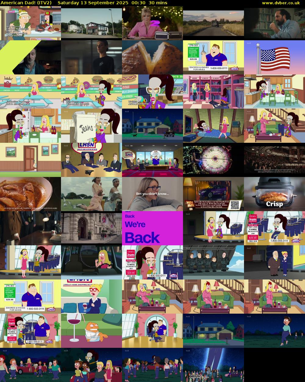 American Dad! (ITV2) Saturday 13 September 2025 00:30 - 01:00