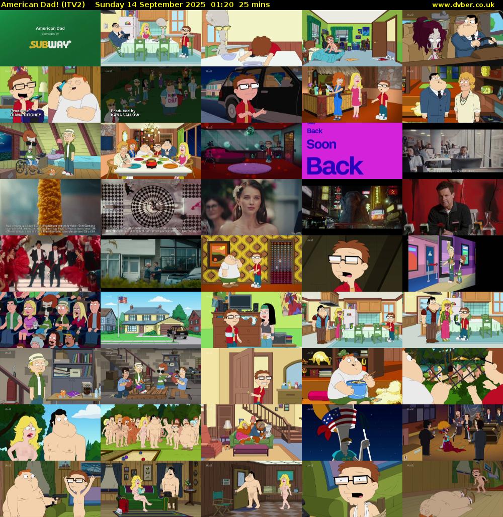 American Dad! (ITV2) Sunday 14 September 2025 01:20 - 01:45