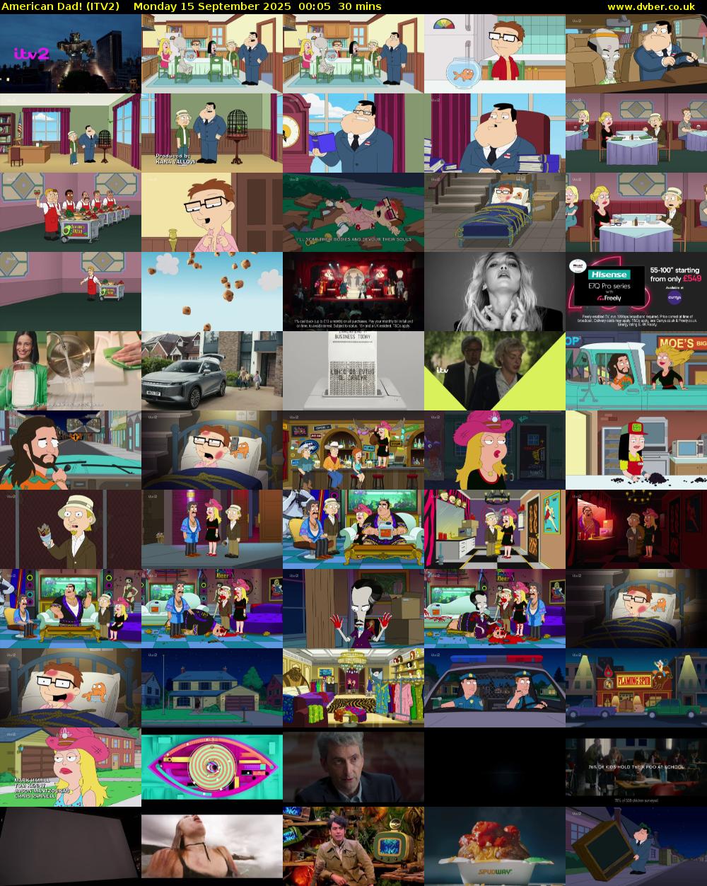 American Dad! (ITV2) Monday 15 September 2025 00:05 - 00:35
