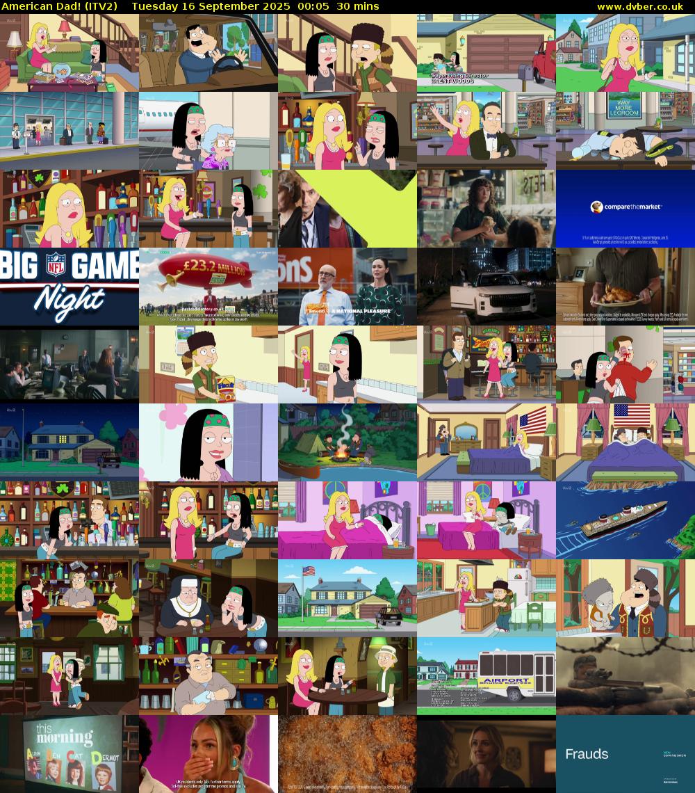 American Dad! (ITV2) Tuesday 16 September 2025 00:05 - 00:35