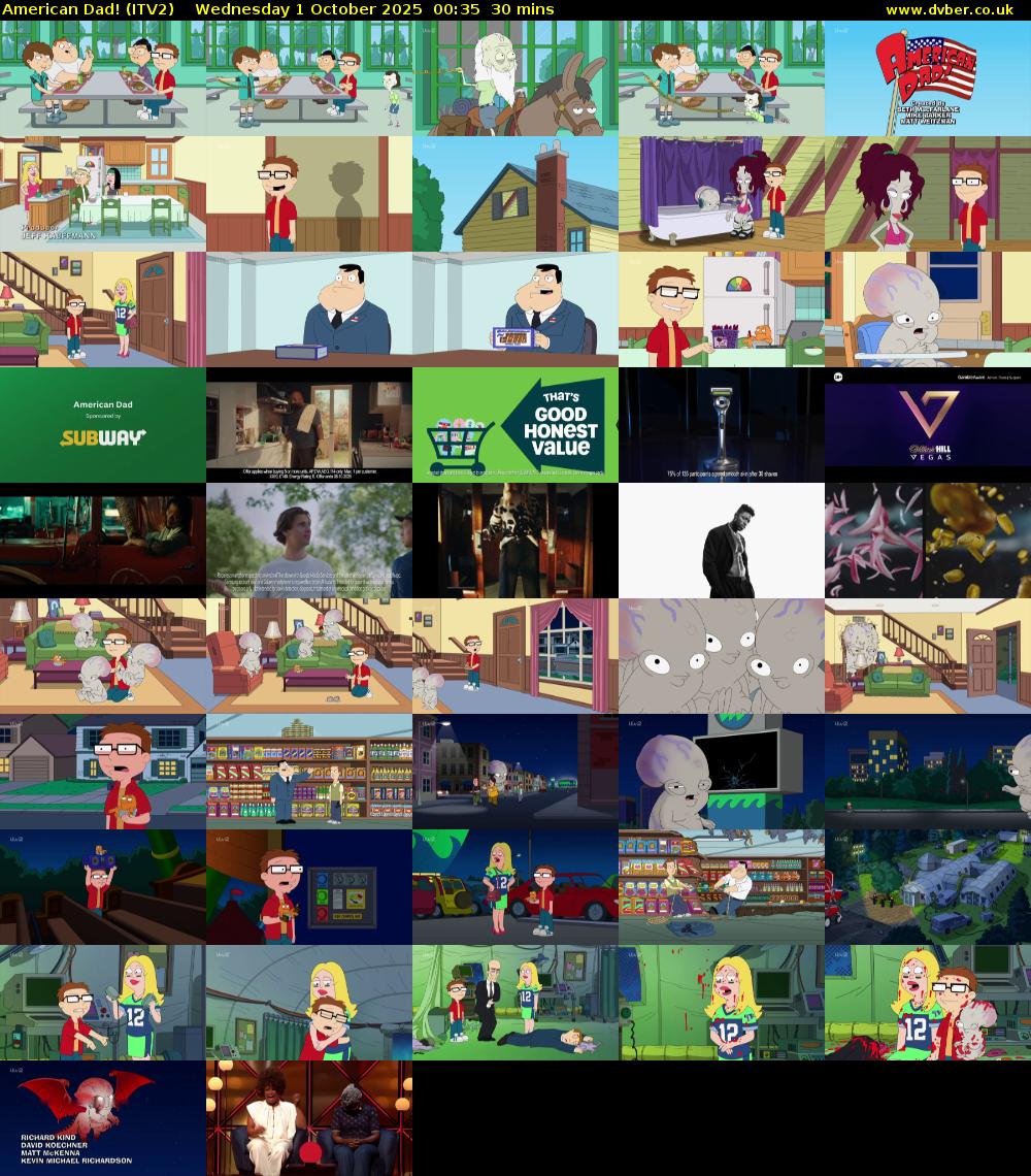American Dad! (ITV2) Wednesday 1 October 2025 00:35 - 01:05