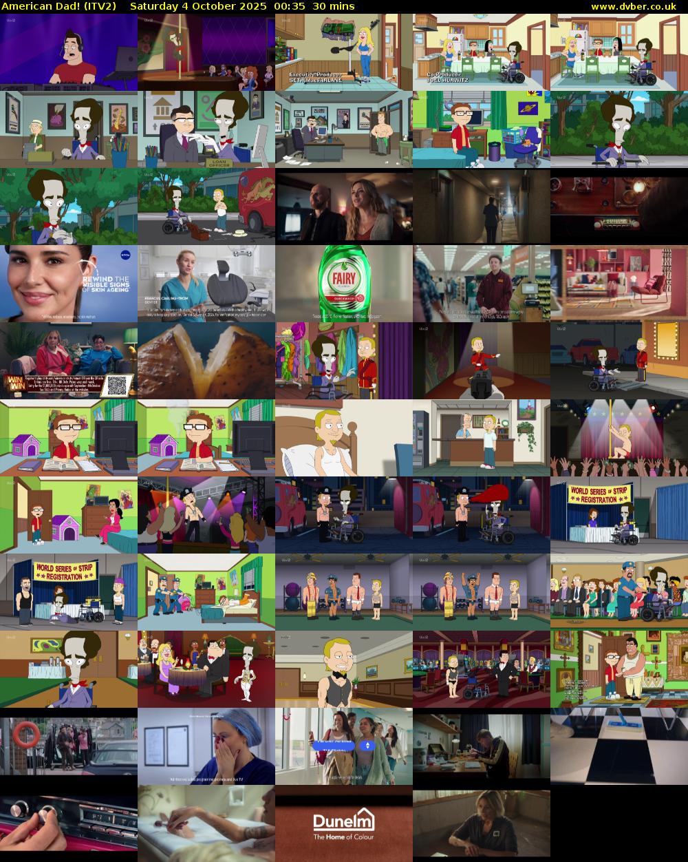 American Dad! (ITV2) Saturday 4 October 2025 00:35 - 01:05