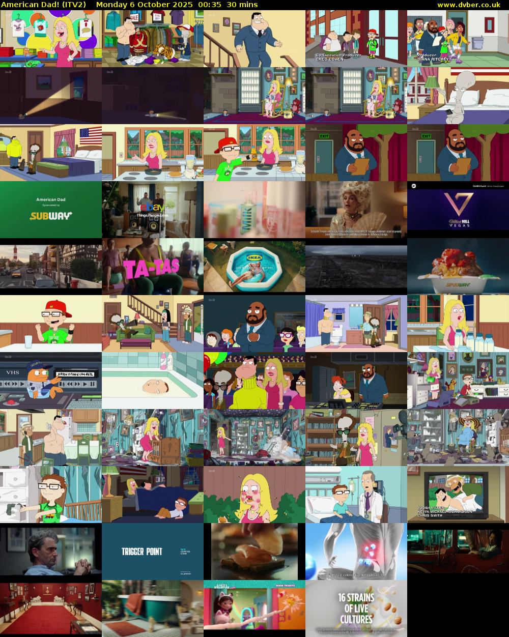American Dad! (ITV2) Monday 6 October 2025 00:35 - 01:05