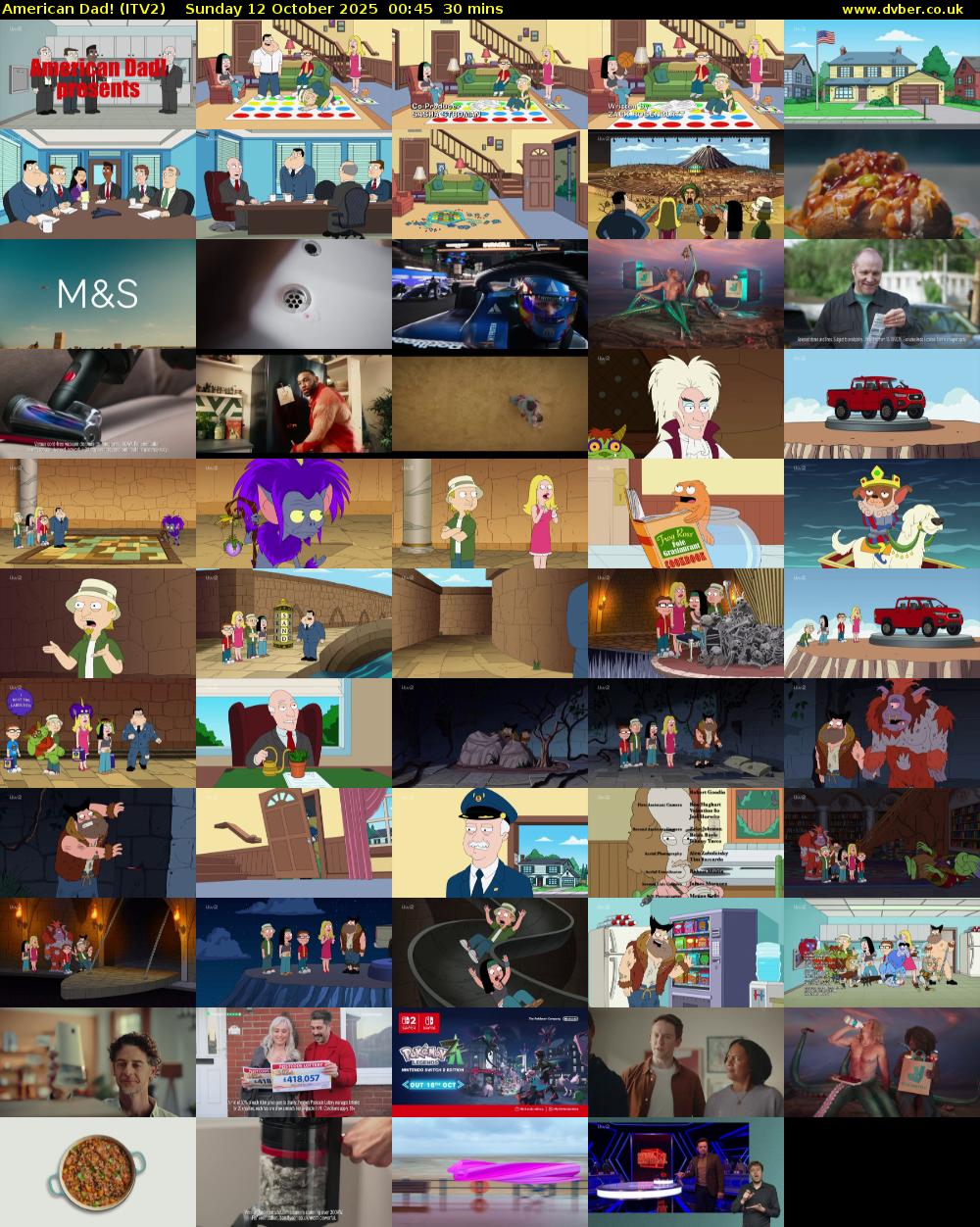 American Dad! (ITV2) Sunday 12 October 2025 00:45 - 01:15