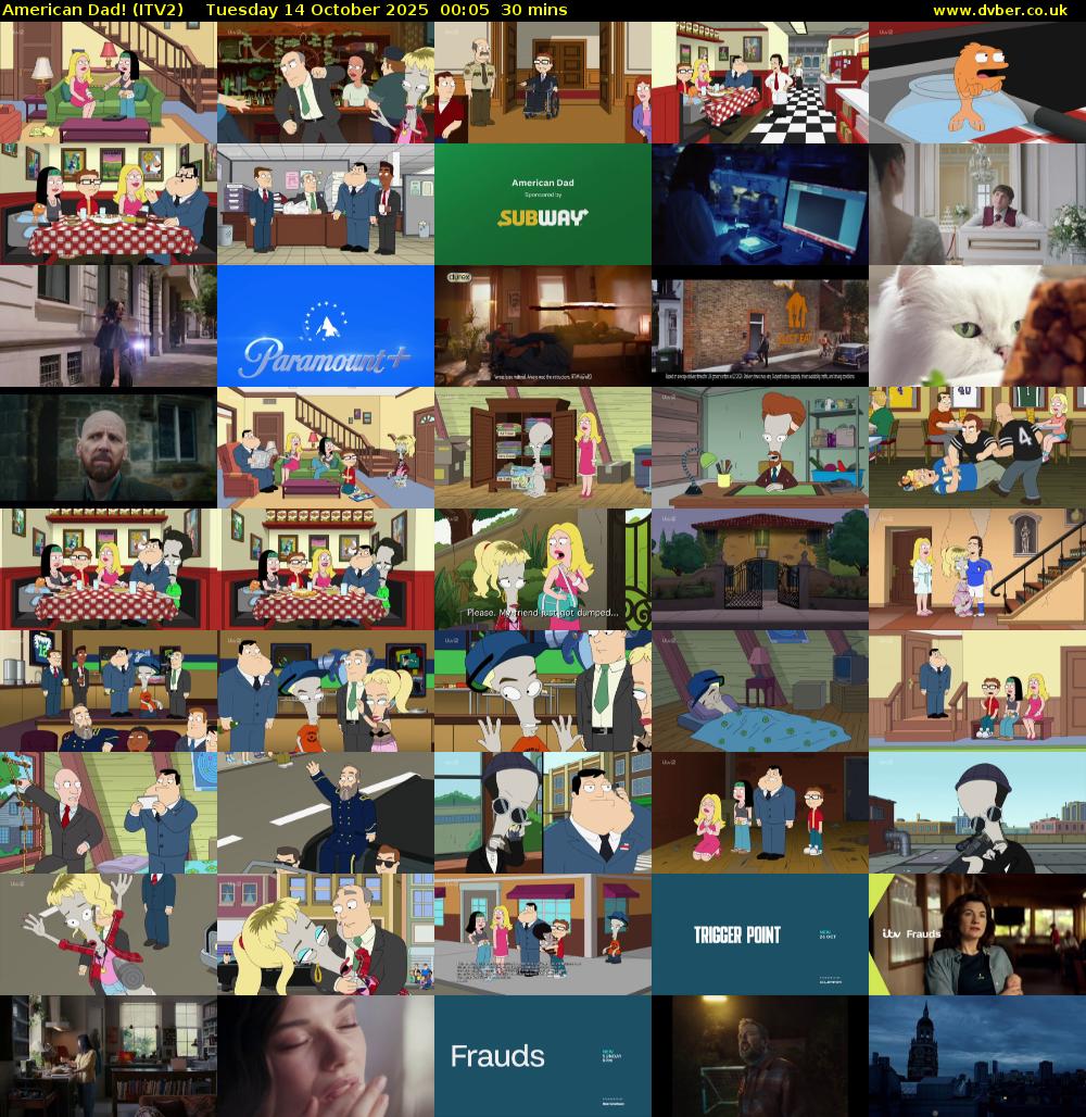 American Dad! (ITV2) Tuesday 14 October 2025 00:05 - 00:35
