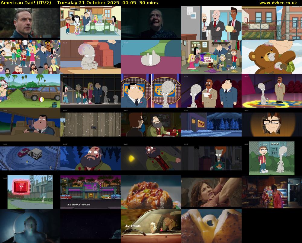 American Dad! (ITV2) Tuesday 21 October 2025 00:05 - 00:35