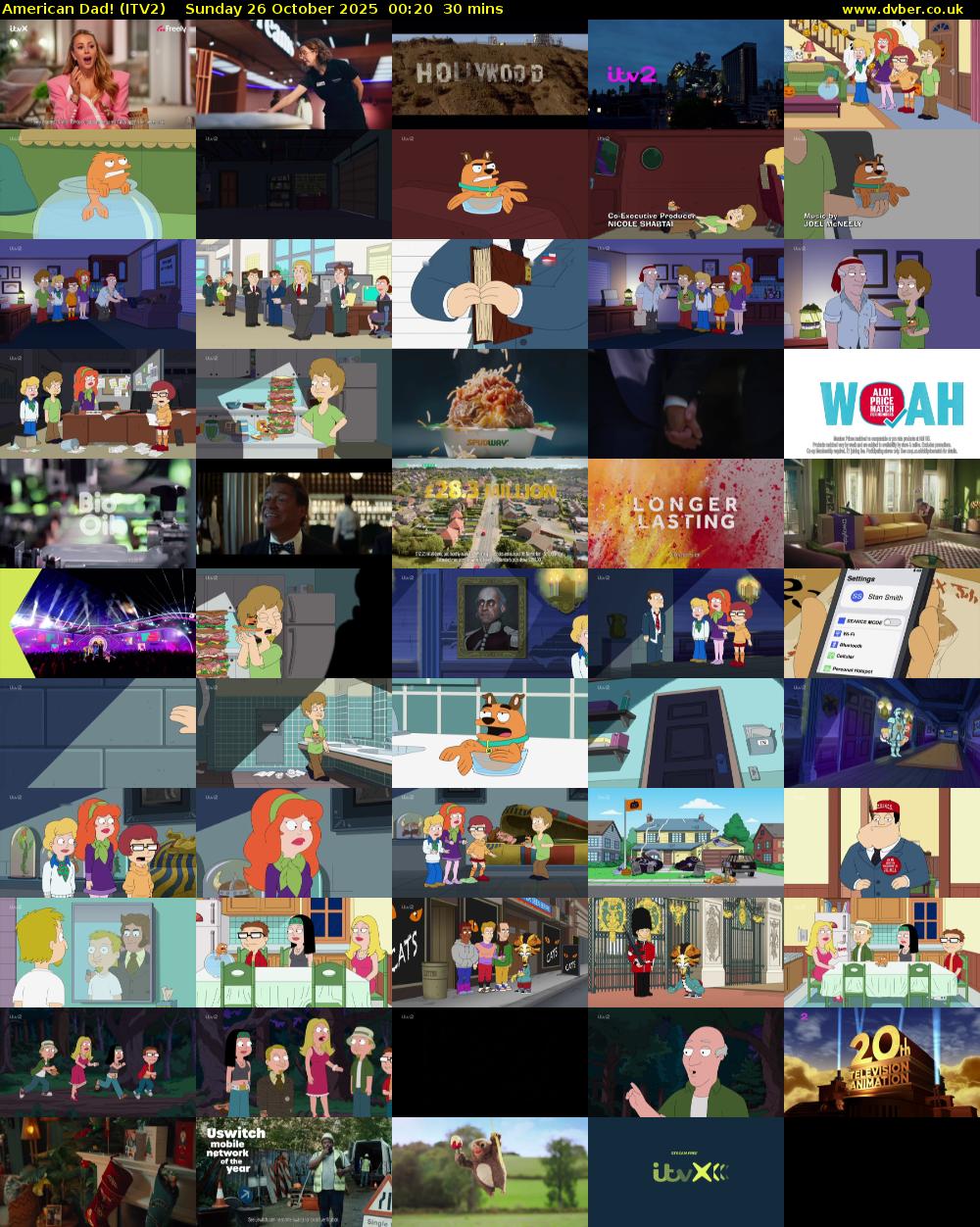 American Dad! (ITV2) Sunday 26 October 2025 00:20 - 00:50