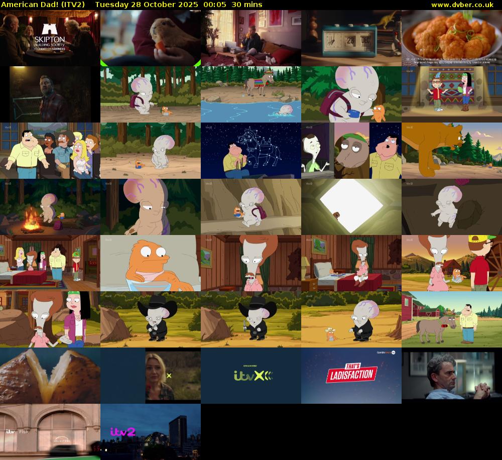 American Dad! (ITV2) Tuesday 28 October 2025 00:05 - 00:35