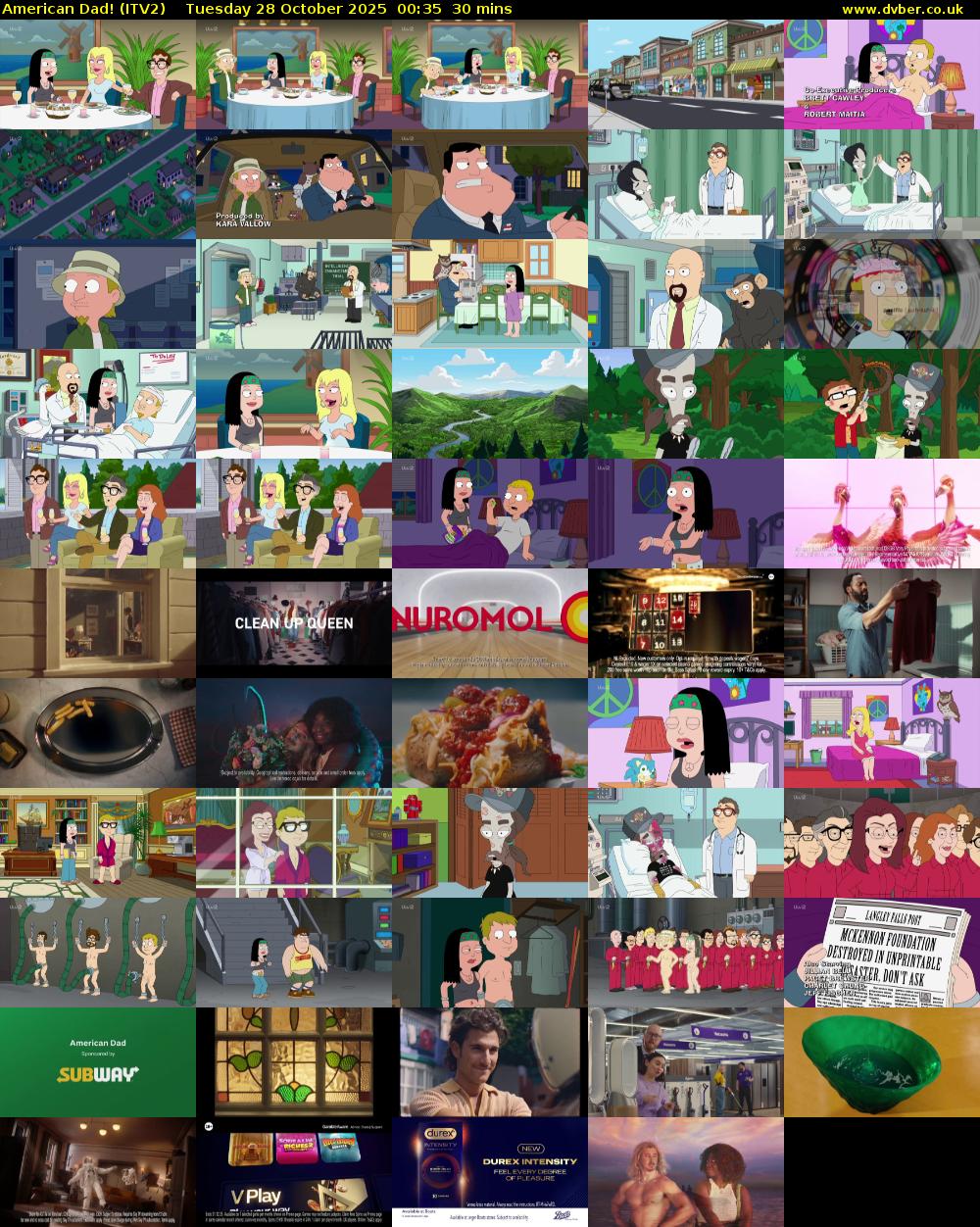 American Dad! (ITV2) Tuesday 28 October 2025 00:35 - 01:05