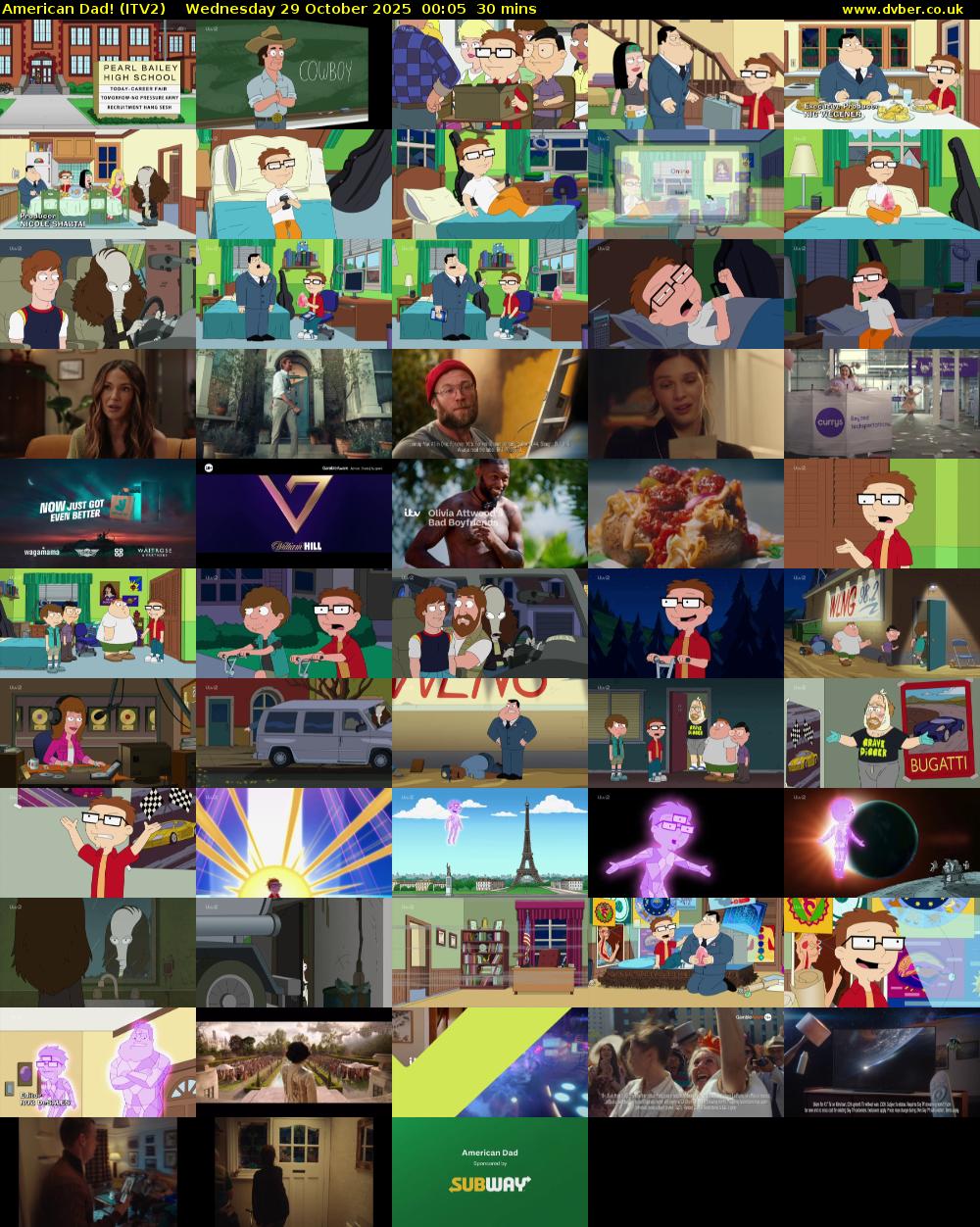 American Dad! (ITV2) Wednesday 29 October 2025 00:05 - 00:35