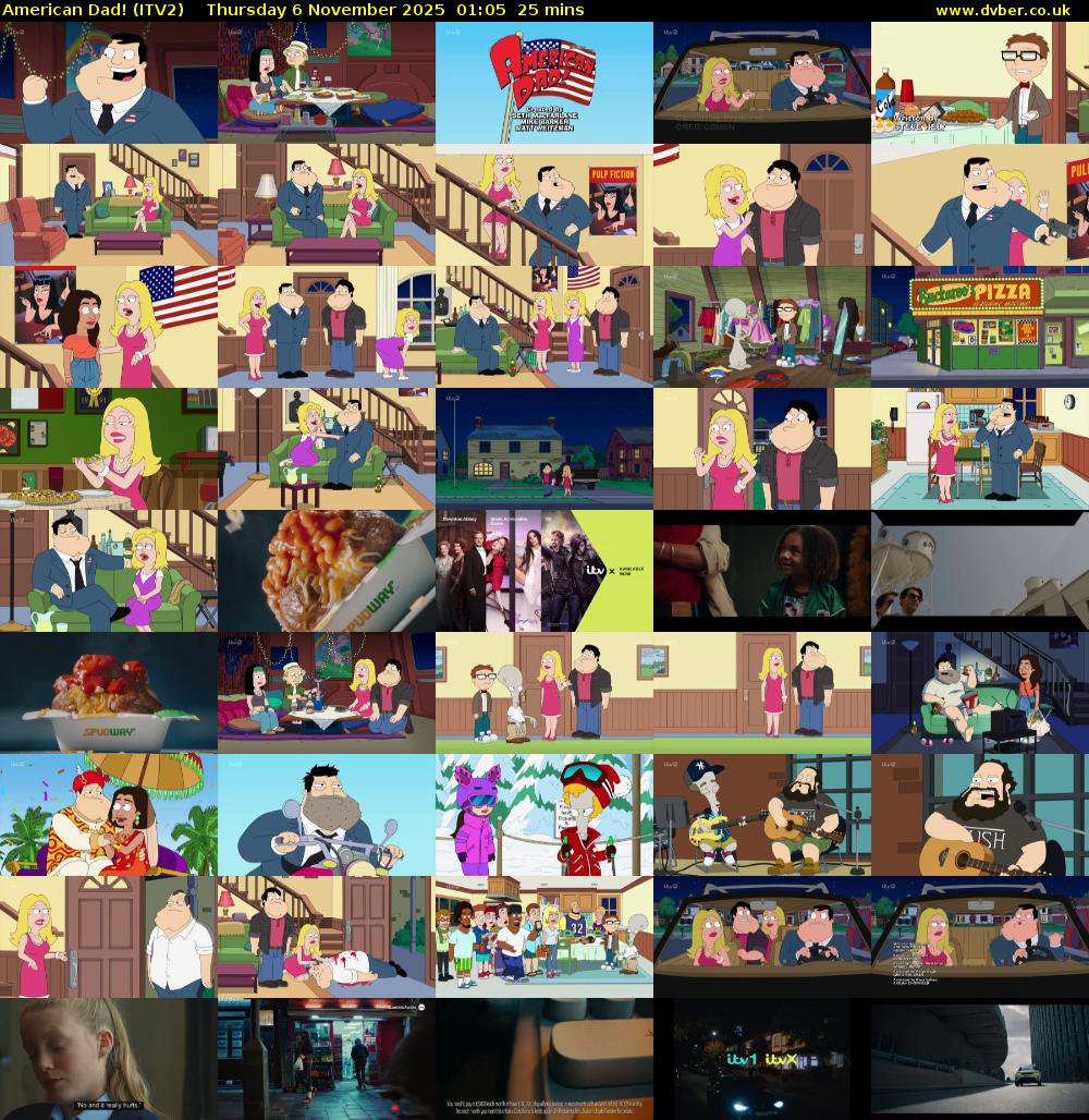 American Dad! (ITV2) Thursday 6 November 2025 01:05 - 01:30