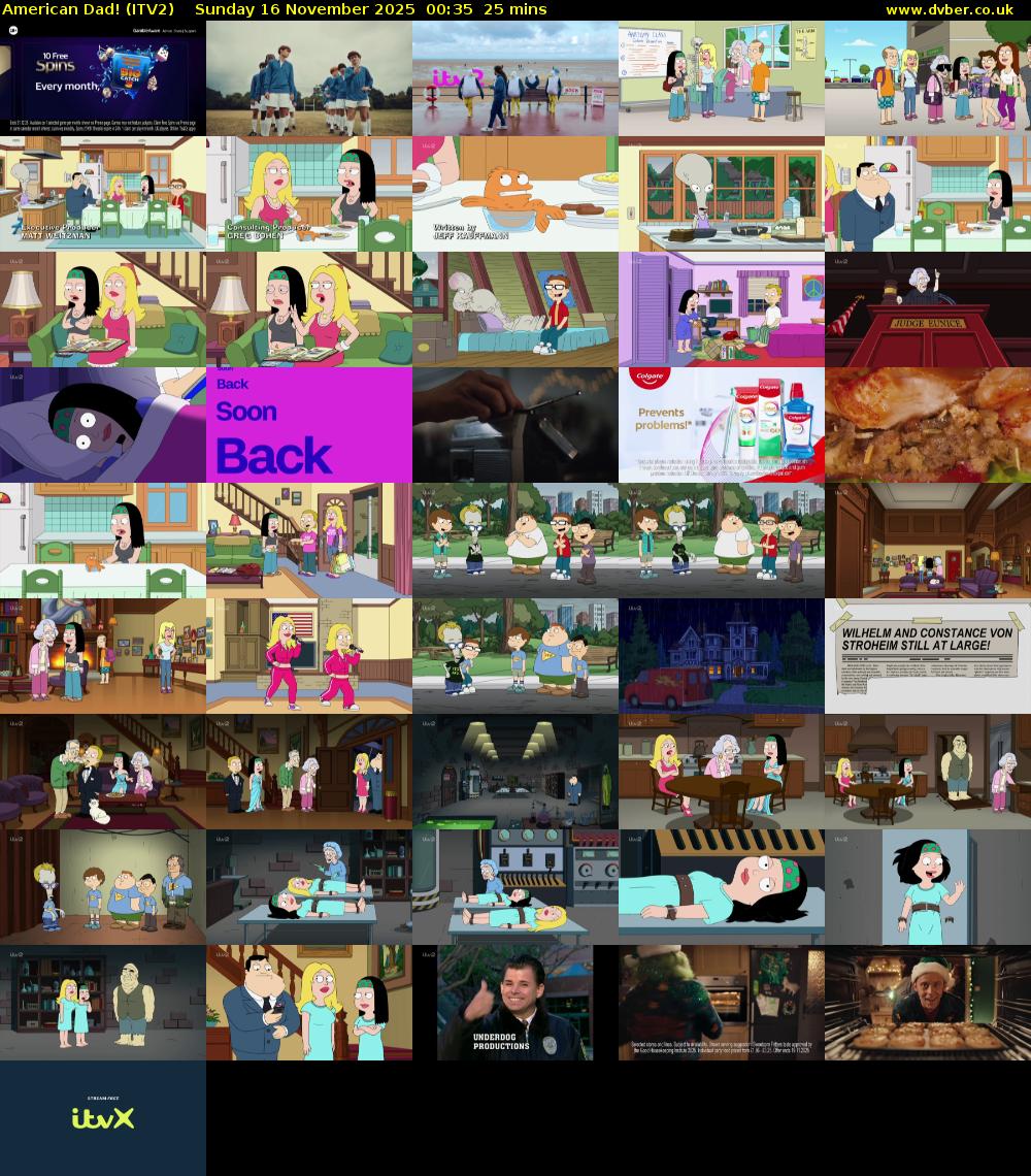American Dad! (ITV2) Sunday 16 November 2025 00:35 - 01:00