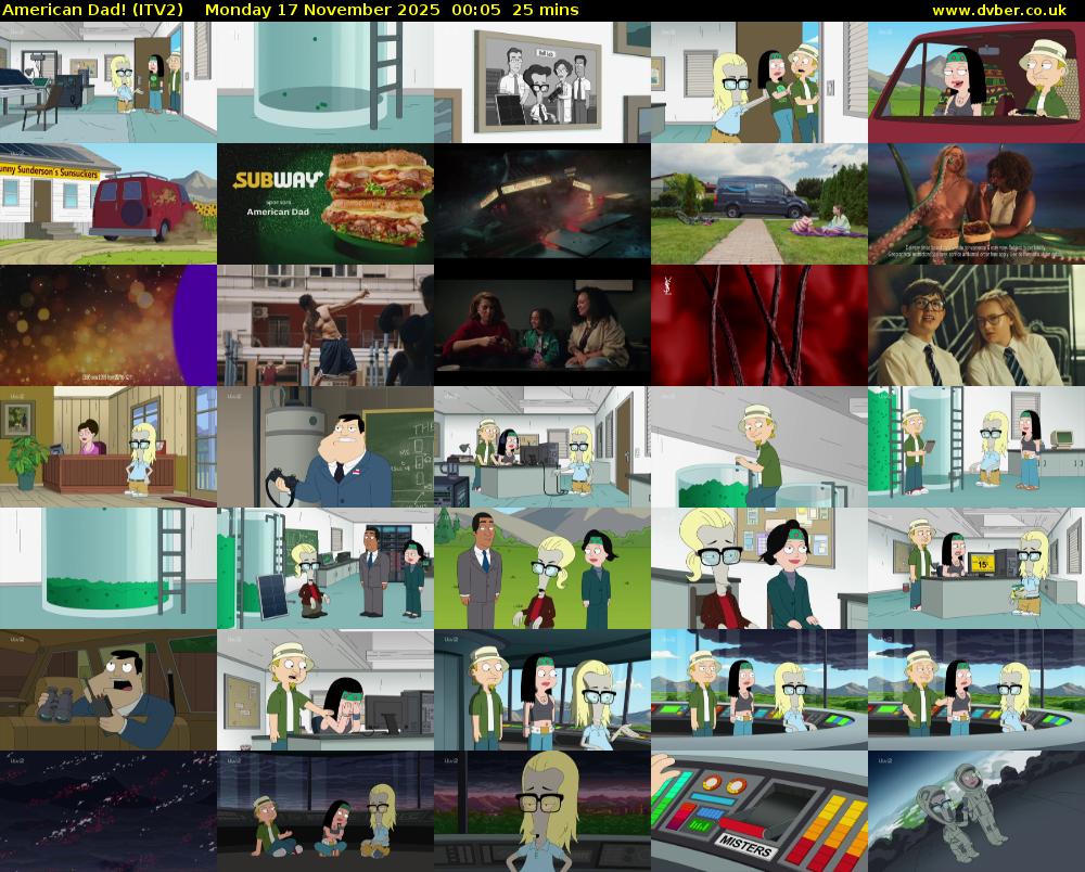 American Dad! (ITV2) Monday 17 November 2025 00:05 - 00:30