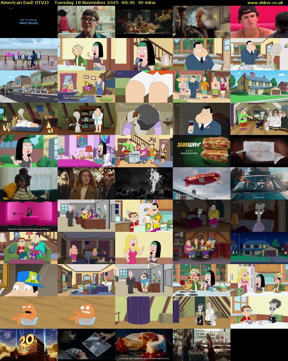 American Dad! (ITV2) Tuesday 18 November 2025 00:30 - 01:00