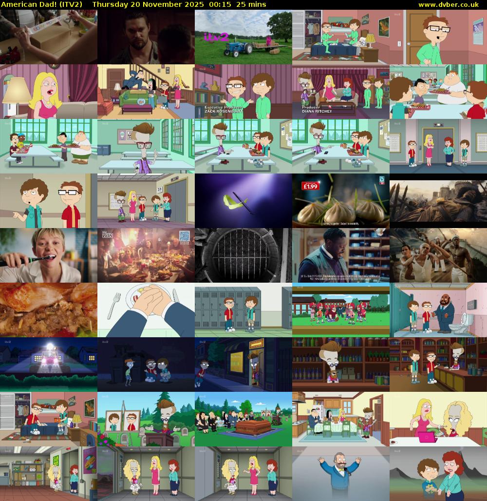 American Dad! (ITV2) Thursday 20 November 2025 00:15 - 00:40