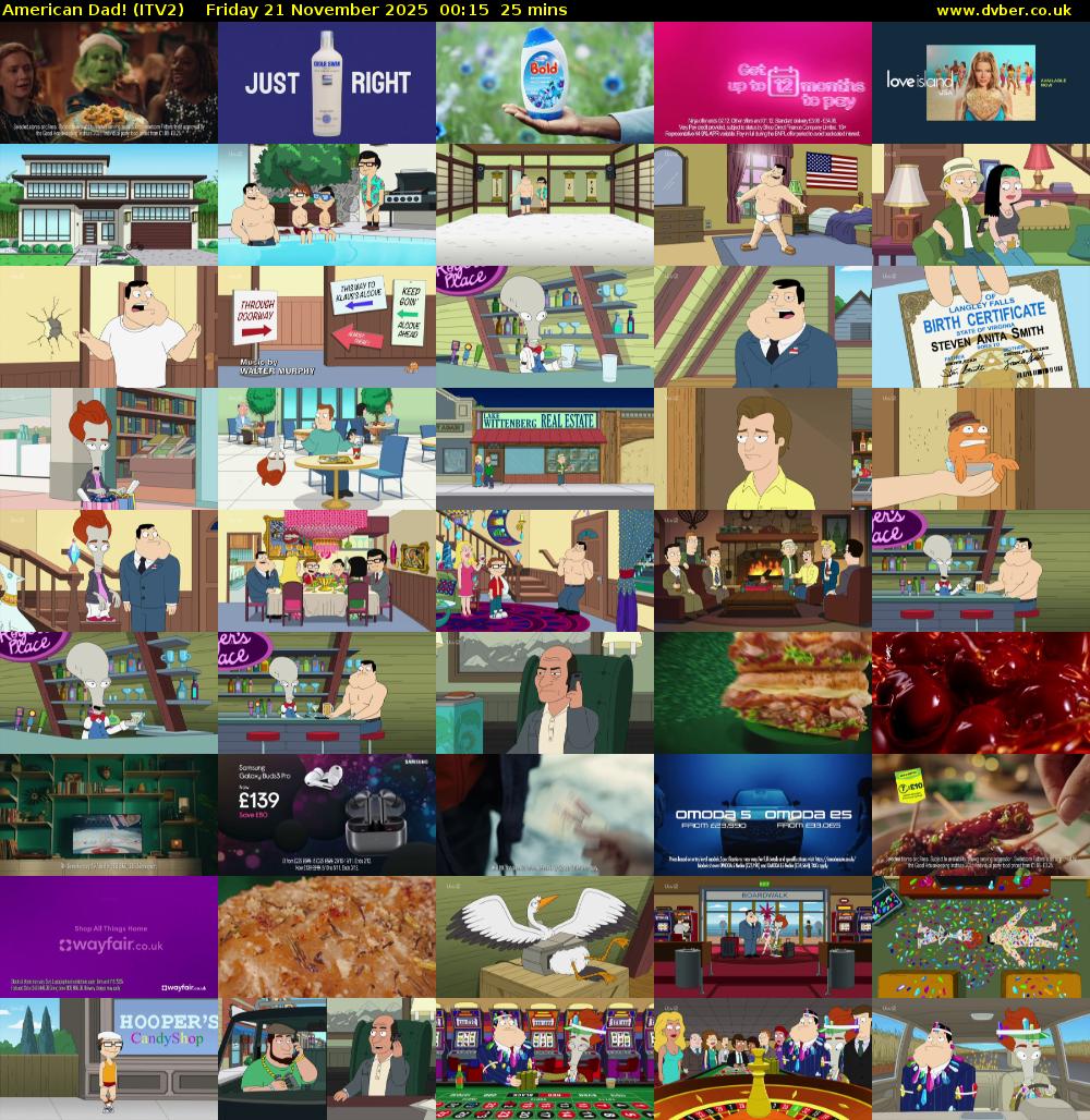 American Dad! (ITV2) Friday 21 November 2025 00:15 - 00:40