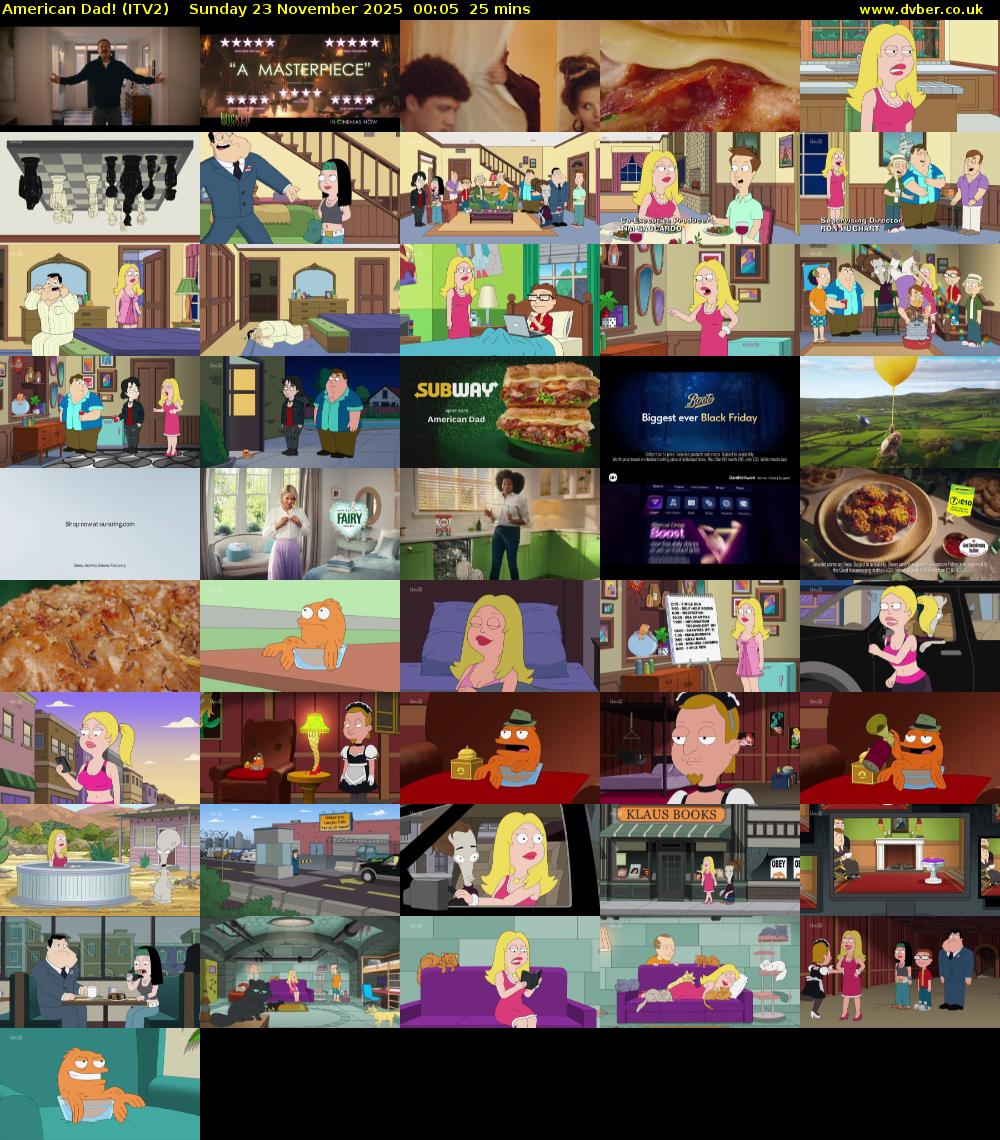 American Dad! (ITV2) Sunday 23 November 2025 00:05 - 00:30
