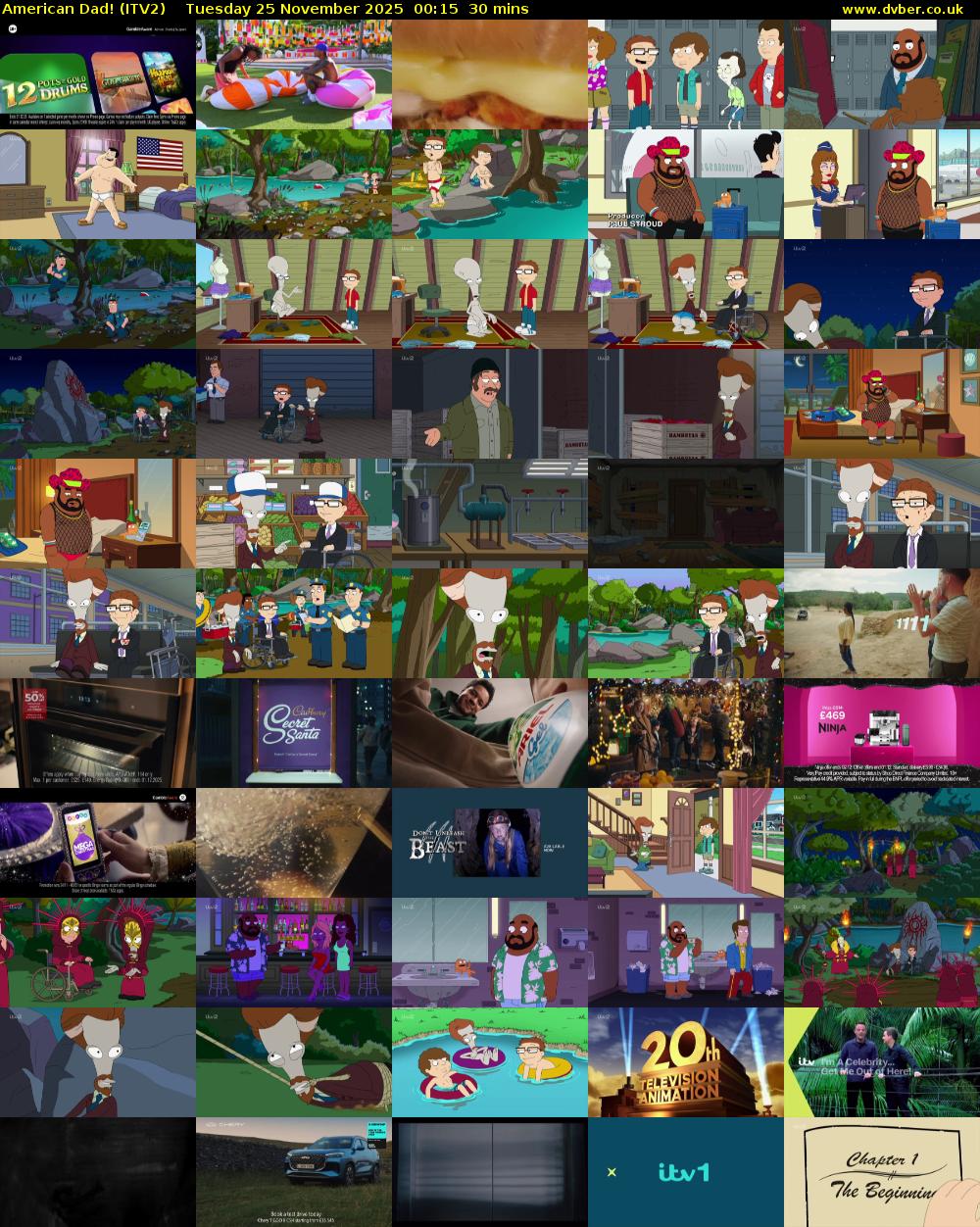 American Dad! (ITV2) Tuesday 25 November 2025 00:15 - 00:45