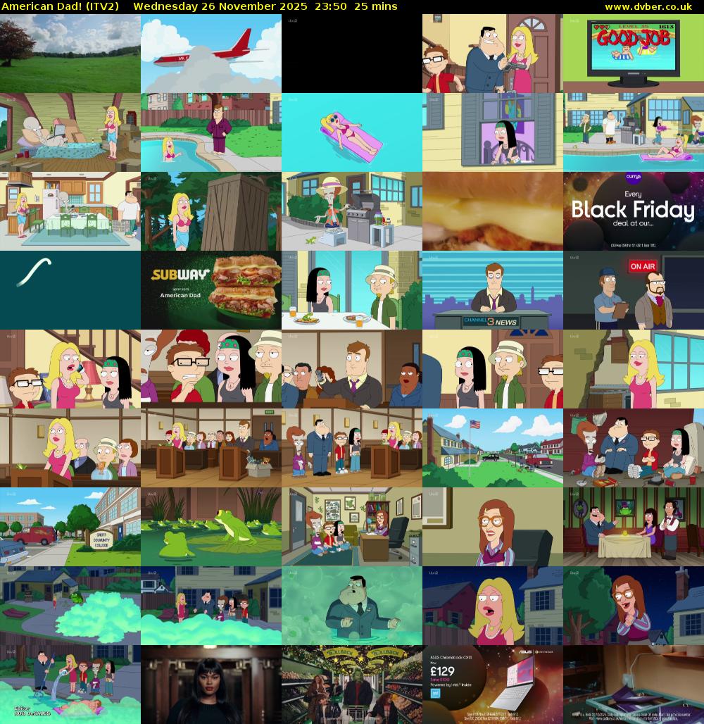 American Dad! (ITV2) Wednesday 26 November 2025 23:50 - 00:15