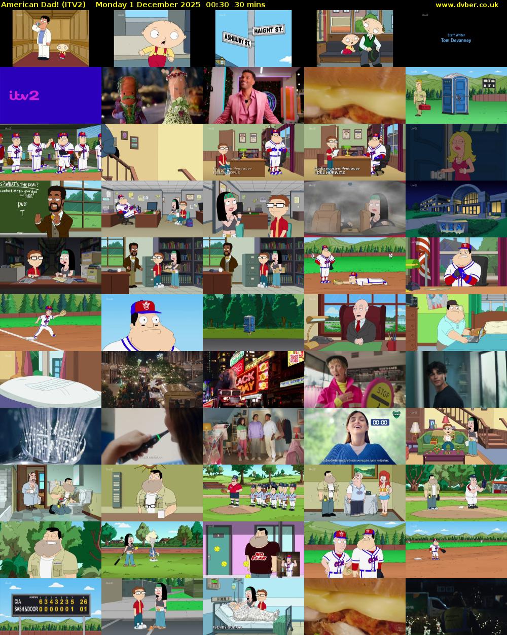 American Dad! (ITV2) Monday 1 December 2025 00:30 - 01:00