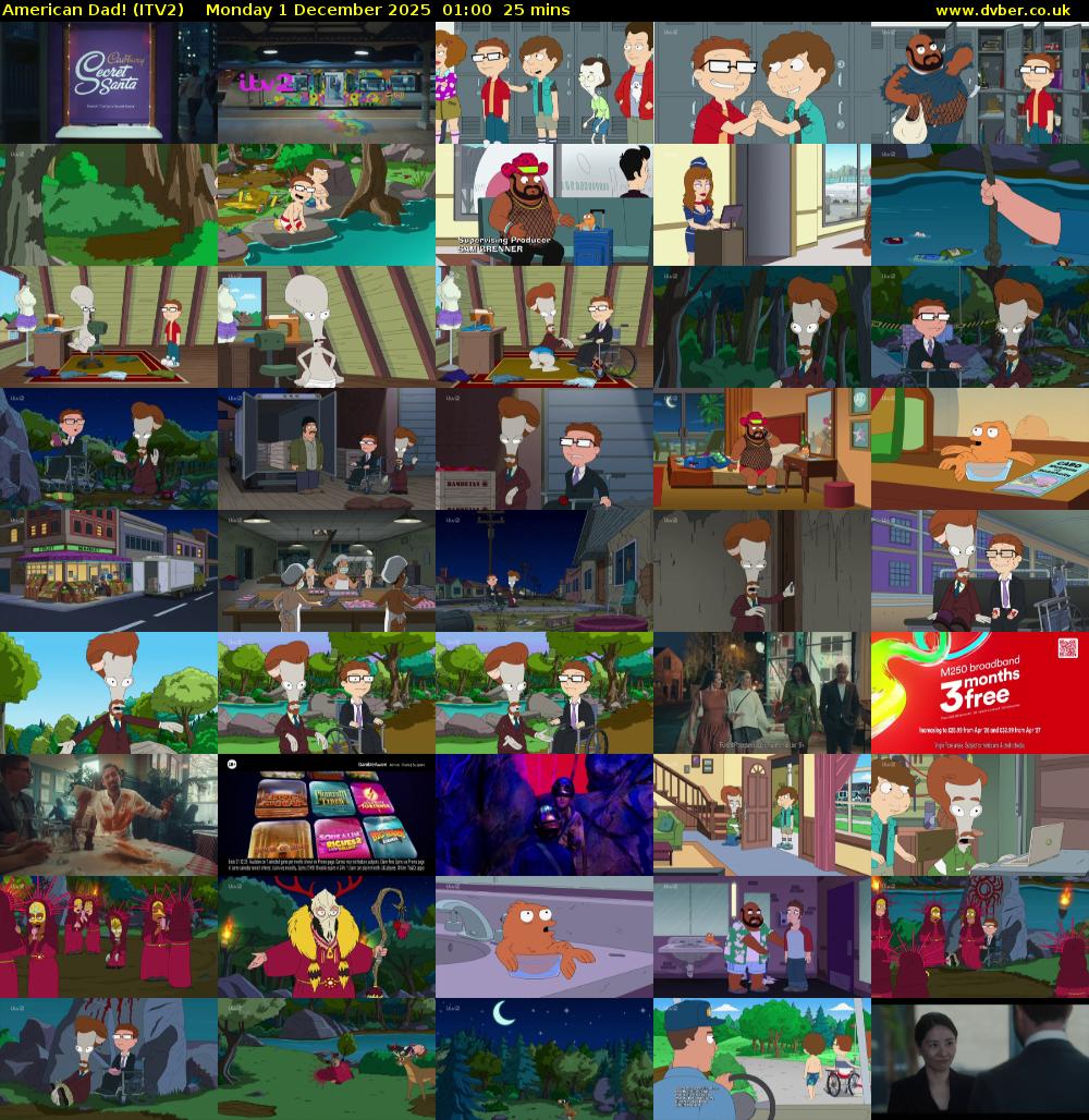 American Dad! (ITV2) Monday 1 December 2025 01:00 - 01:25