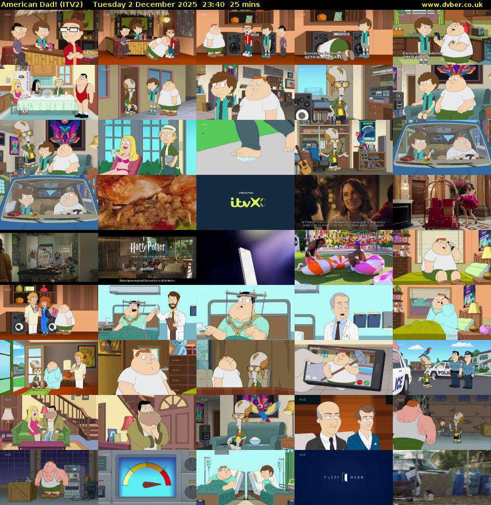 American Dad! (ITV2) Tuesday 2 December 2025 23:40 - 00:05