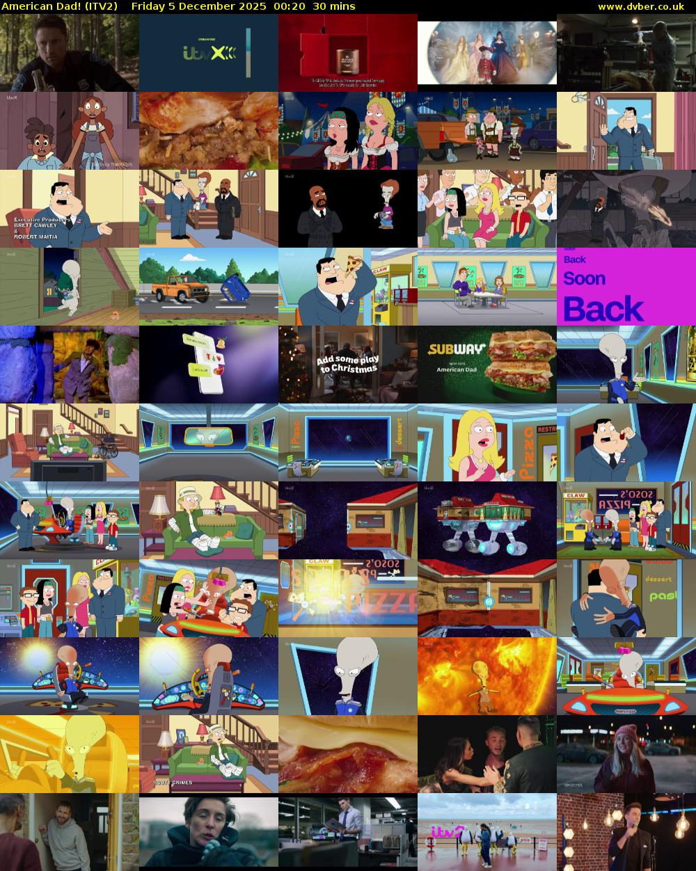 American Dad! (ITV2) Friday 5 December 2025 00:20 - 00:50