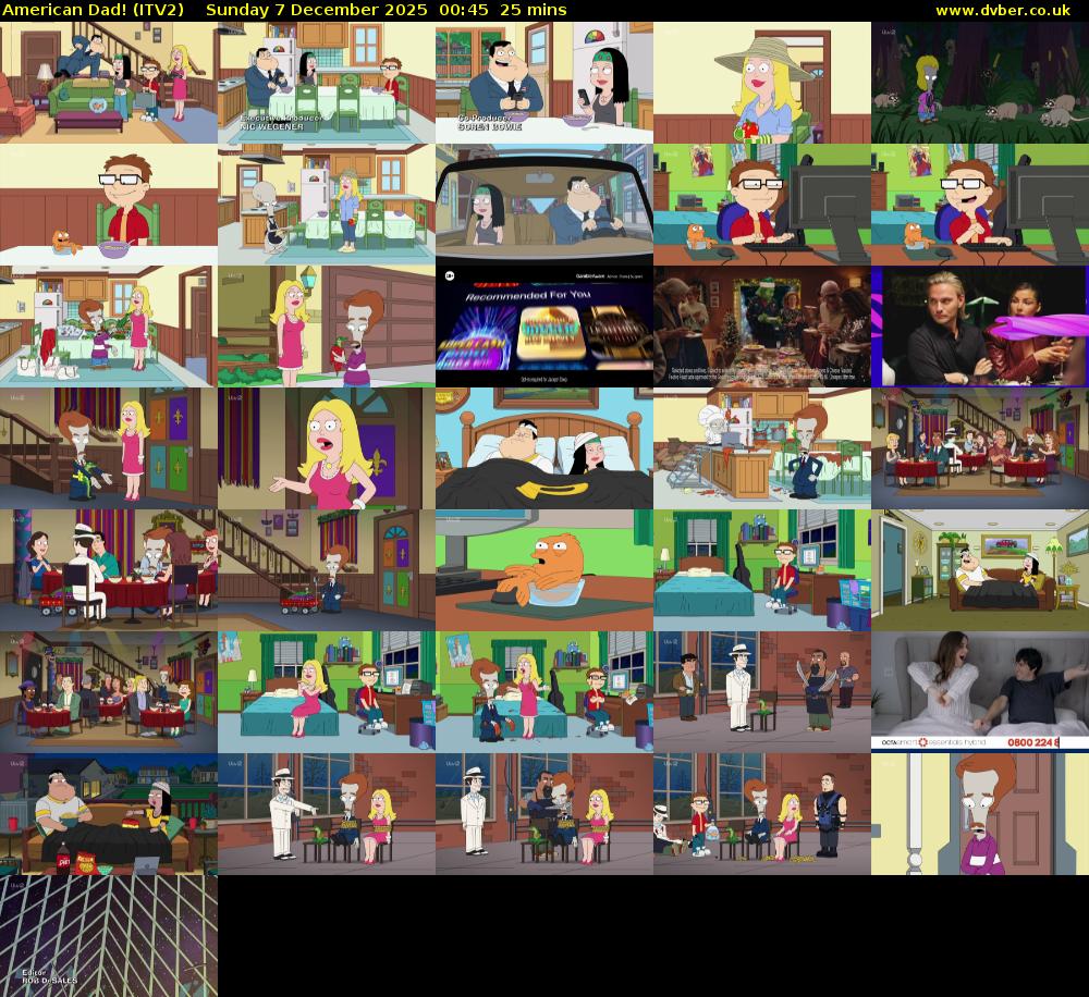 American Dad! (ITV2) Sunday 7 December 2025 00:45 - 01:10