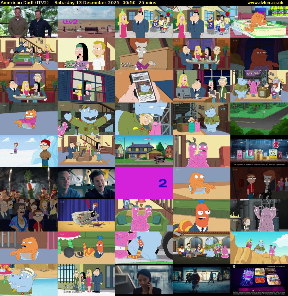 American Dad! (ITV2) Saturday 13 December 2025 00:50 - 01:15