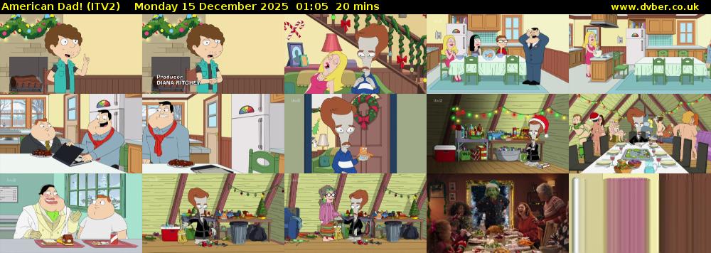 American Dad! (ITV2) Monday 15 December 2025 01:05 - 01:25