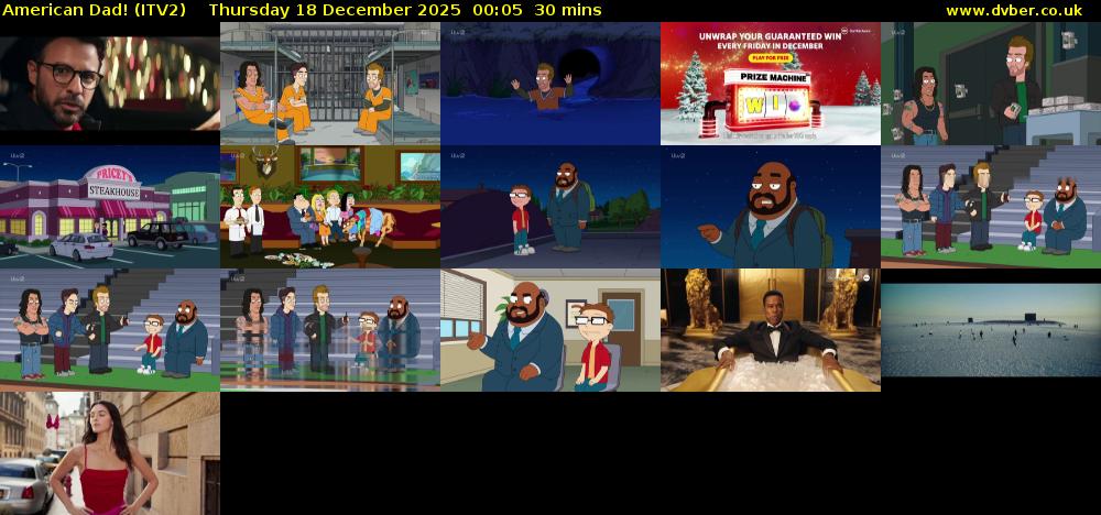 American Dad! (ITV2) Thursday 18 December 2025 00:05 - 00:35