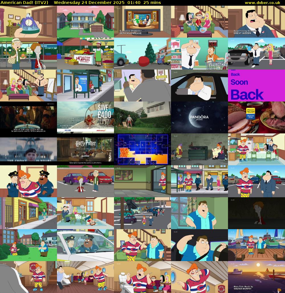 American Dad! (ITV2) Wednesday 24 December 2025 01:40 - 02:05