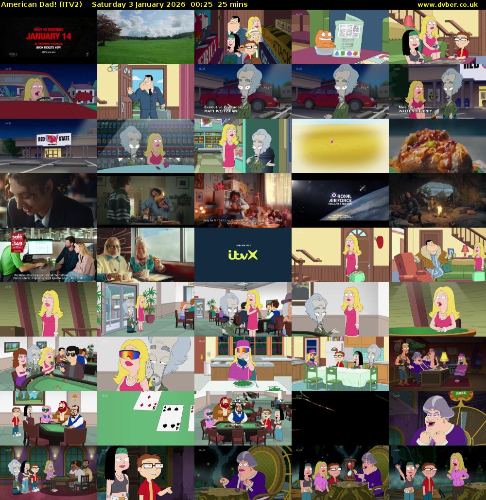 American Dad! (ITV2) Saturday 3 January 2026 00:25 - 00:50