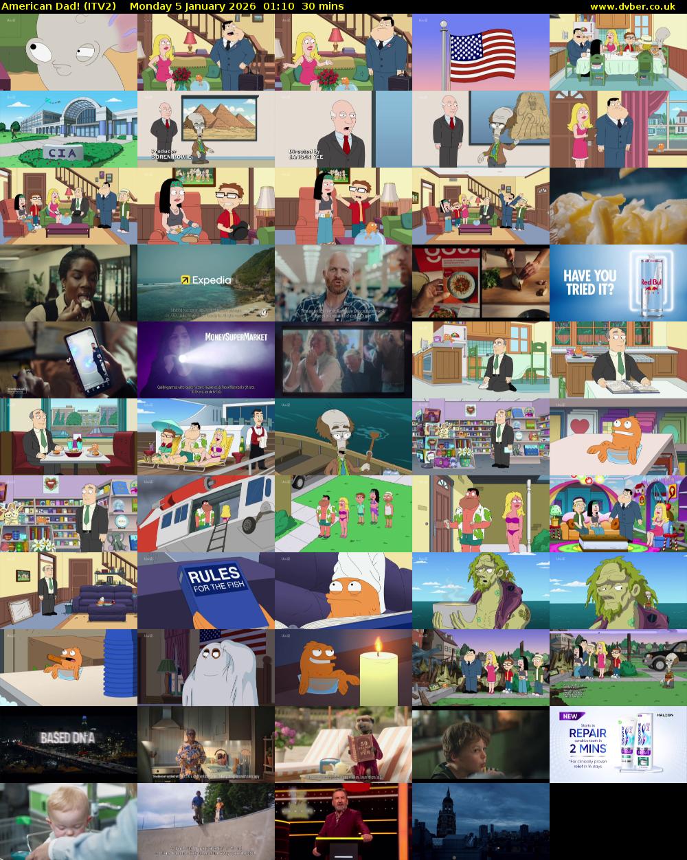 American Dad! (ITV2) Monday 5 January 2026 01:10 - 01:40