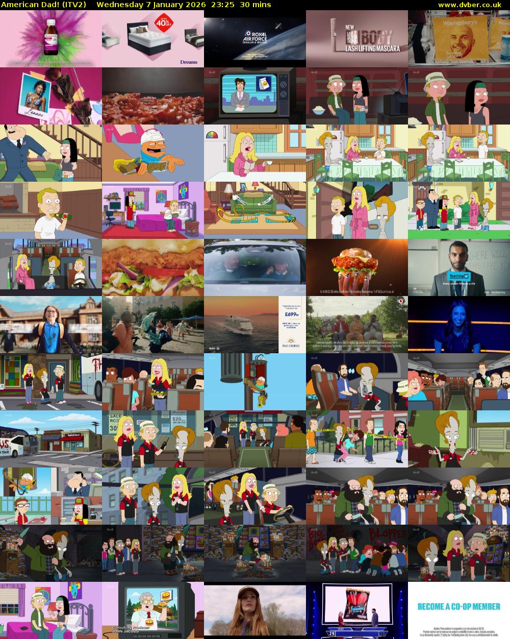 American Dad! (ITV2) Wednesday 7 January 2026 23:25 - 23:55