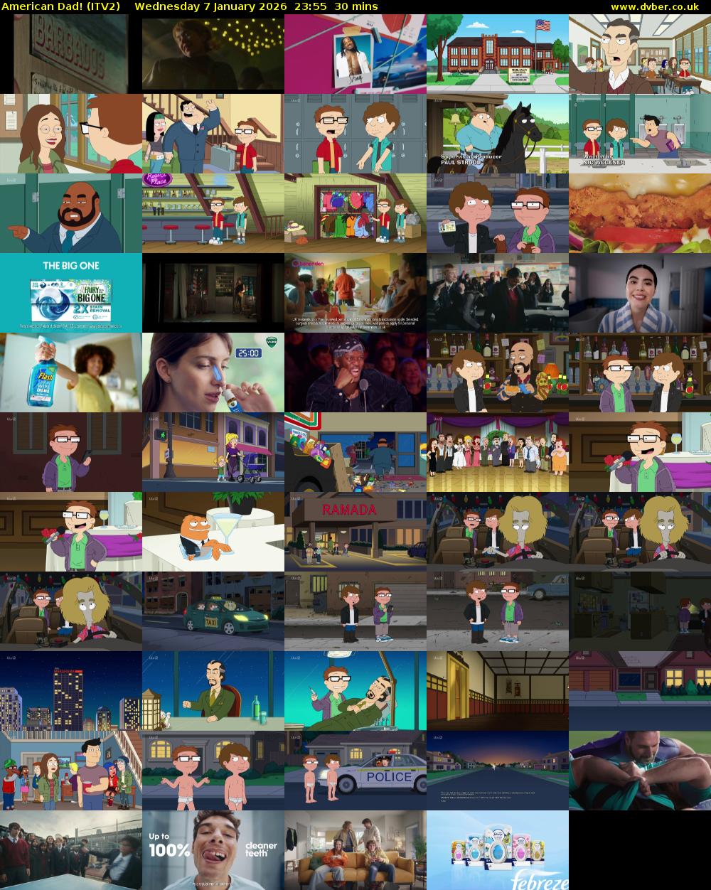 American Dad! (ITV2) Wednesday 7 January 2026 23:55 - 00:25