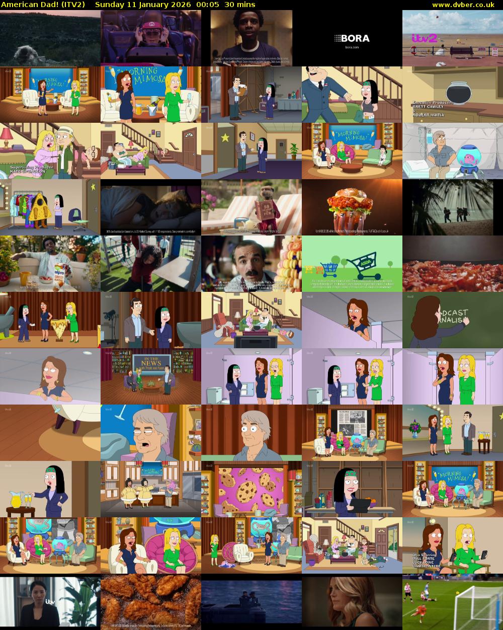American Dad! (ITV2) Sunday 11 January 2026 00:05 - 00:35