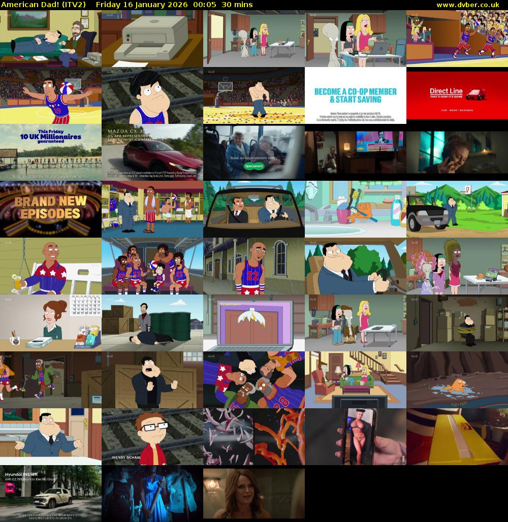 American Dad! (ITV2) Friday 16 January 2026 00:05 - 00:35
