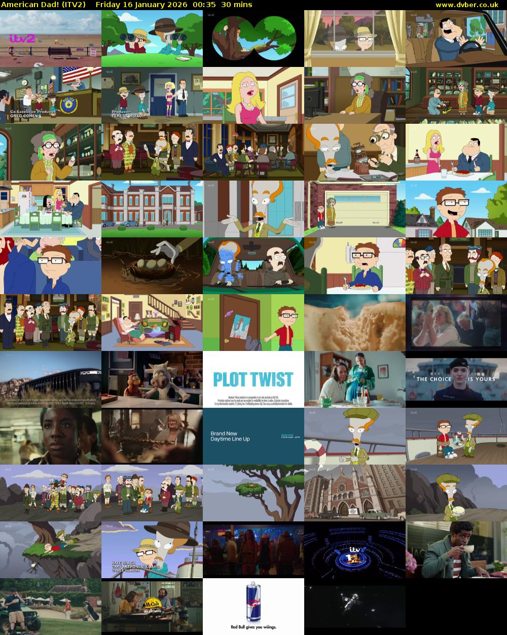 American Dad! (ITV2) Friday 16 January 2026 00:35 - 01:05