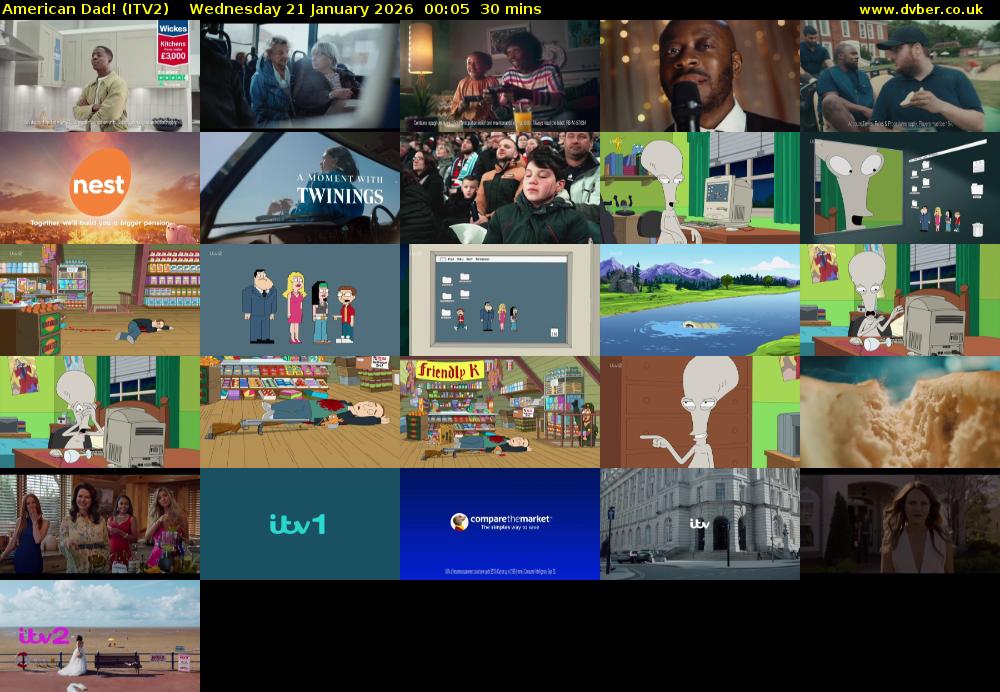 American Dad! (ITV2) Wednesday 21 January 2026 00:05 - 00:35