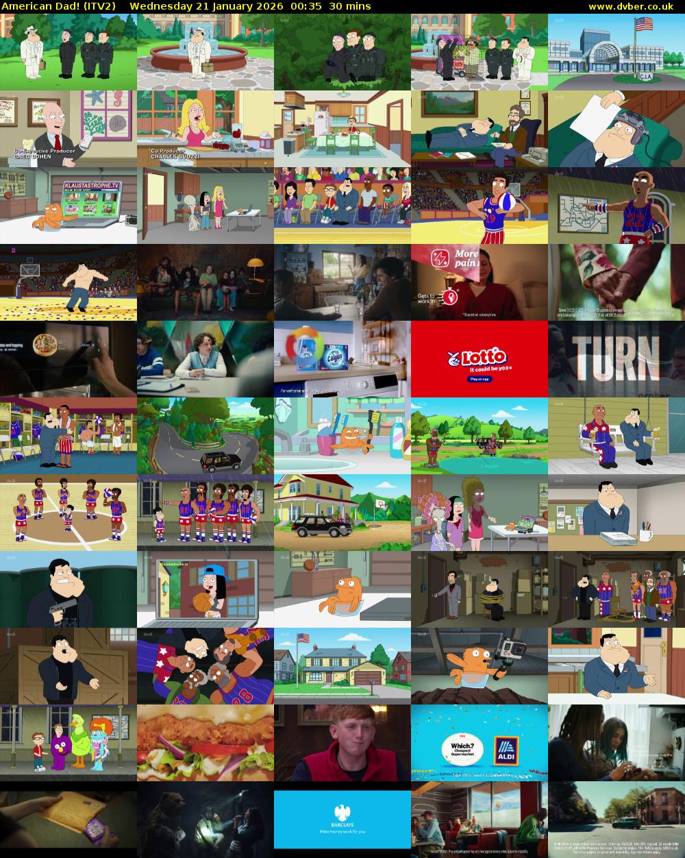 American Dad! (ITV2) Wednesday 21 January 2026 00:35 - 01:05