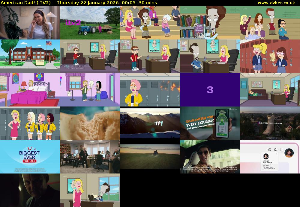American Dad! (ITV2) Thursday 22 January 2026 00:05 - 00:35