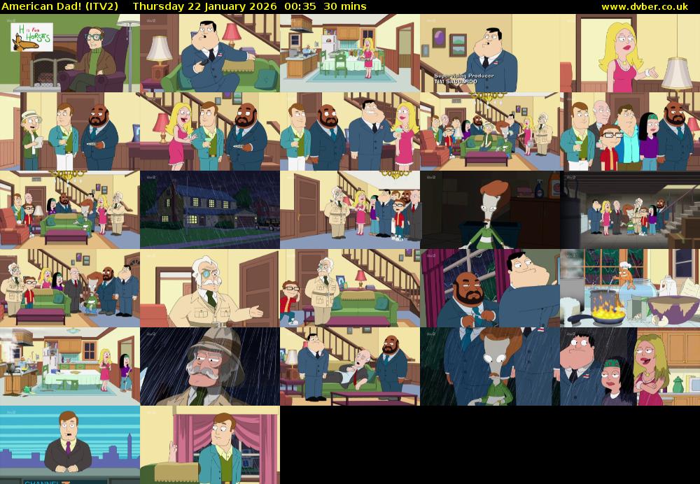 American Dad! (ITV2) Thursday 22 January 2026 00:35 - 01:05