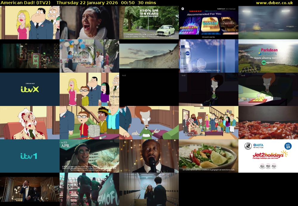 American Dad! (ITV2) Thursday 22 January 2026 00:50 - 01:20