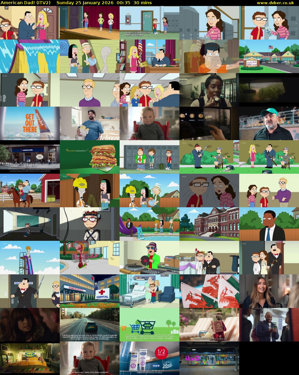 American Dad! (ITV2) Sunday 25 January 2026 00:35 - 01:05