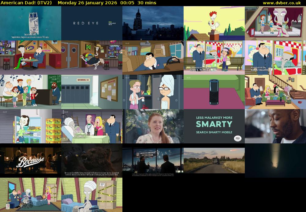 American Dad! (ITV2) Monday 26 January 2026 14:15 - 00:35