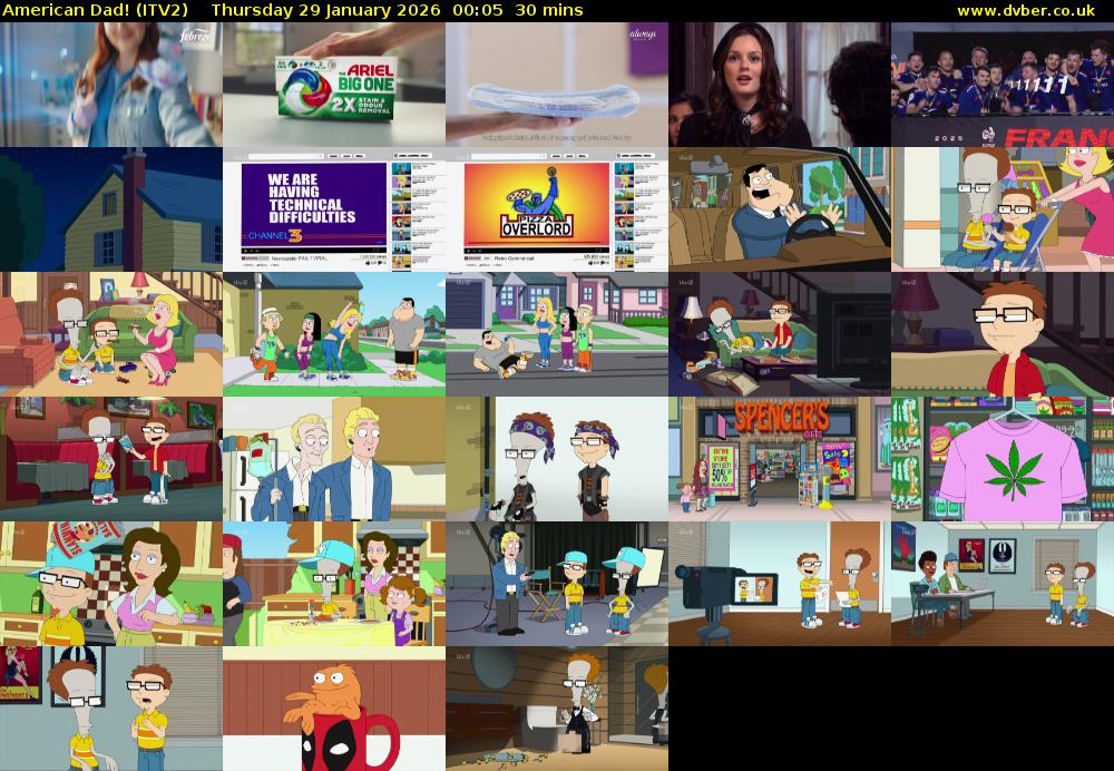 American Dad! (ITV2) Thursday 29 January 2026 00:05 - 00:35